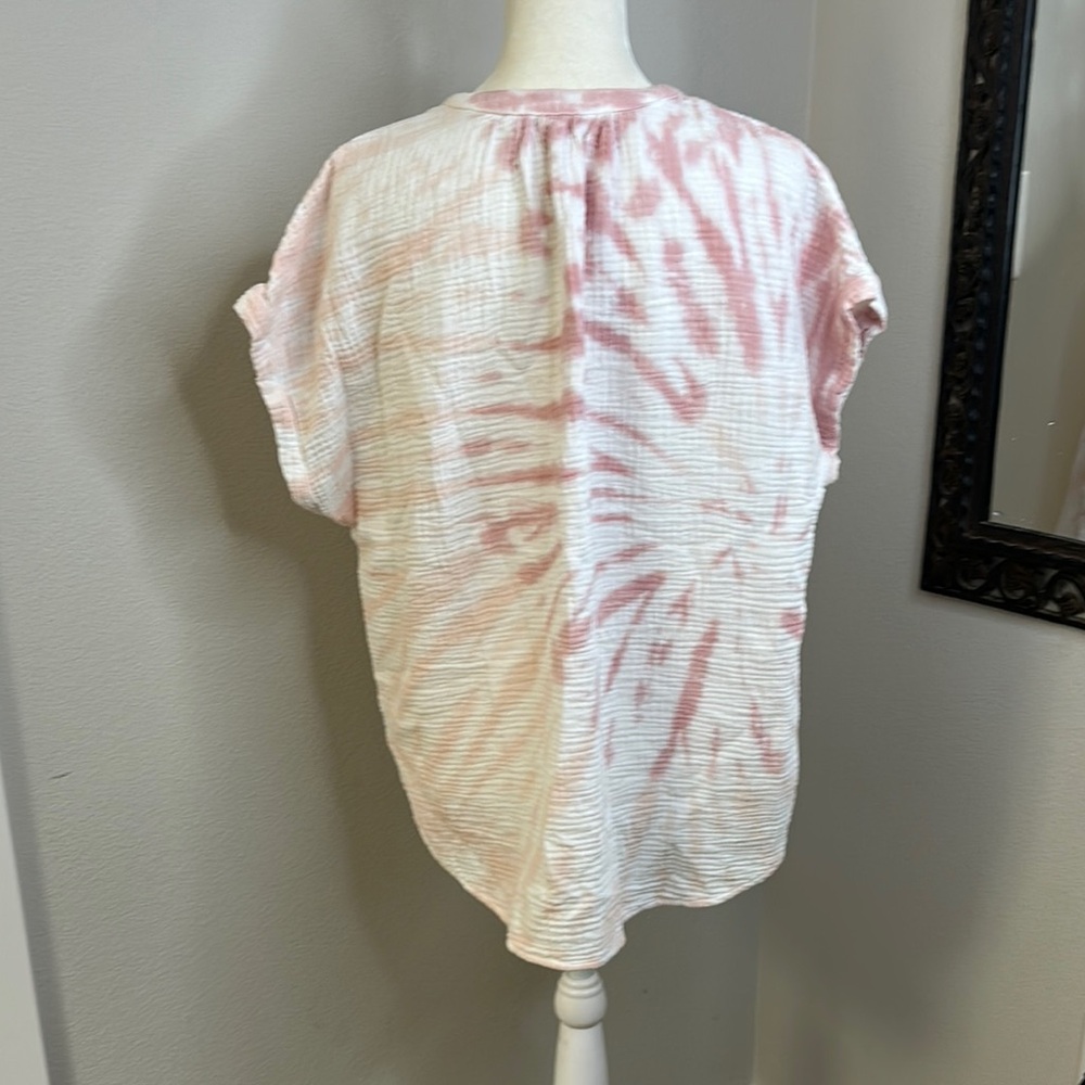 Lucky Brand Pink and White Tie-Dye Blouse - Picture 3 of 5